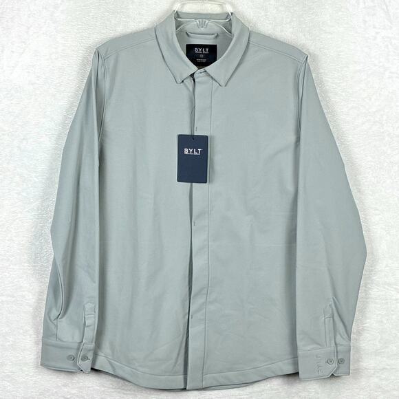 Bylt Tech Nylon Shirt Jacket Mens M Gray Storm Shacket Performance Preppy